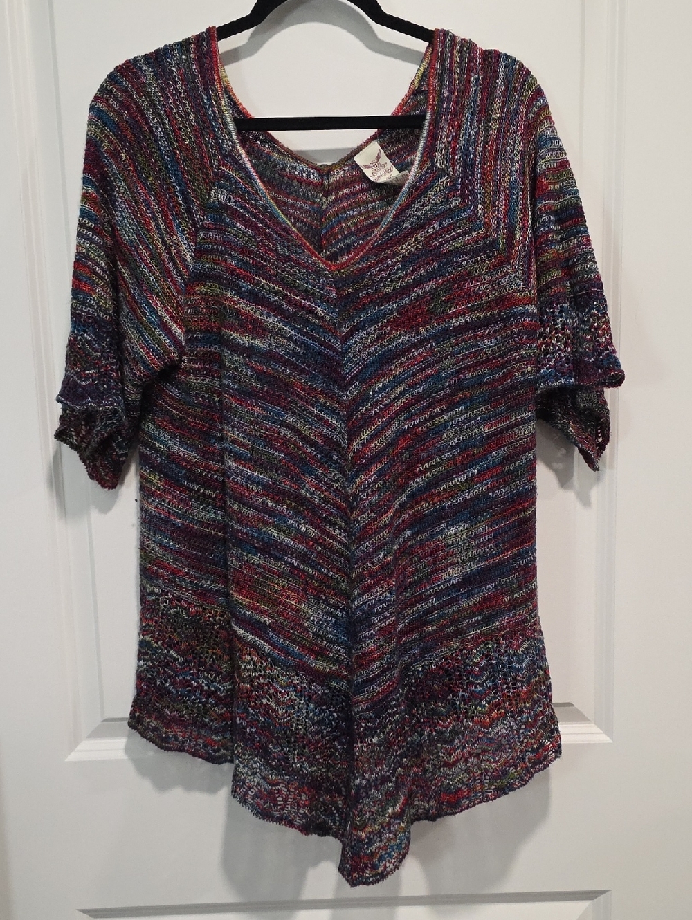Faded Glory Multicolor V-Neck Sweater Tunic - Blue, Red, Green